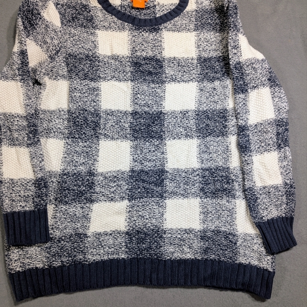 Joe Fresh Sweater Blue and‎ White Checkered women's sz XL